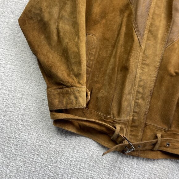 VTG Paris Sport Club Leather Jacket Brown Snake Skin Flight Bomber Padded M Read - Picture 6 of 16